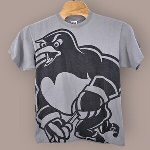Vintage Pittsburgh Penguins Shirt Size Large‎ Gray Hockey NHL Anvil Short Sleeve